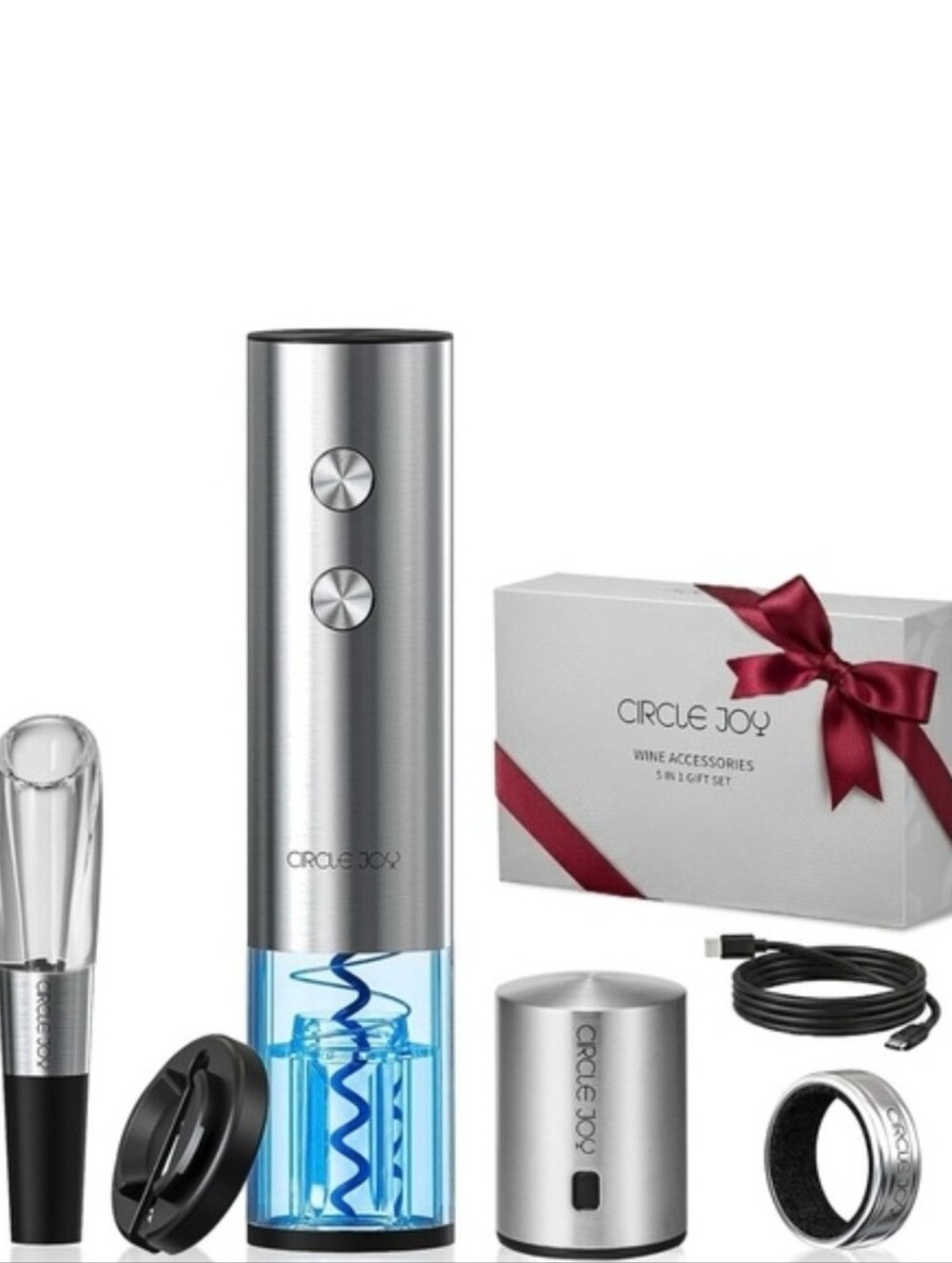 5 In 1 Wine Accessory Gift Set w/ Electric Rechargable Wine Opener NIB!